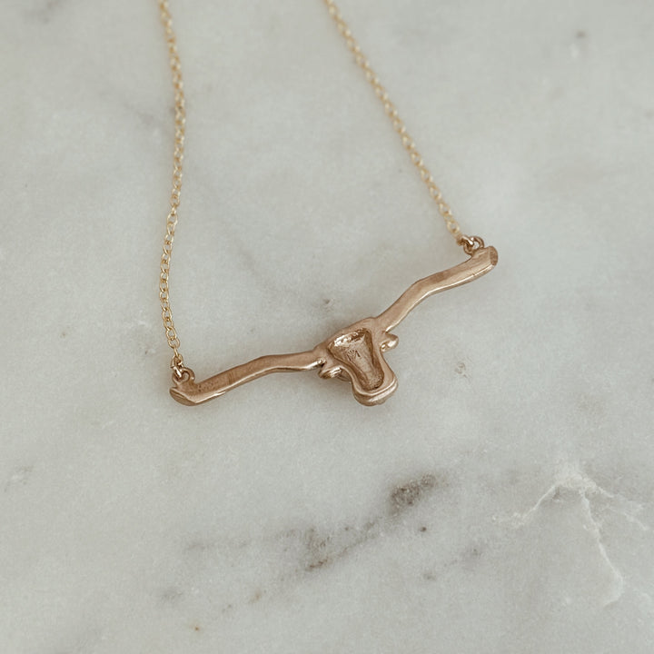 The MIMOSA Handcrafted Longhorn Bar Necklace in Bronze