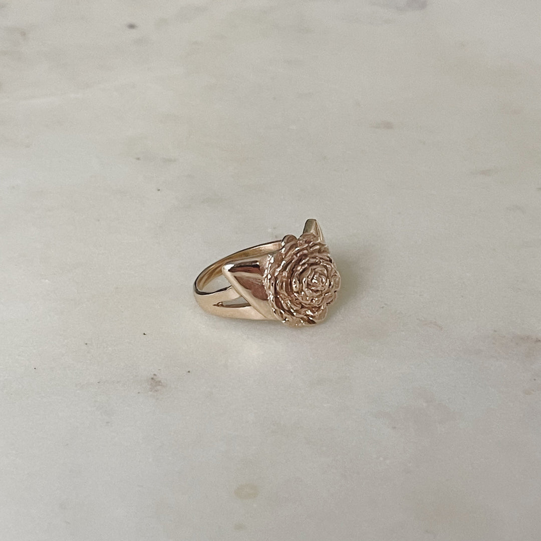 Gold Camellia Flower Ring | MIMOSA Handcrafted