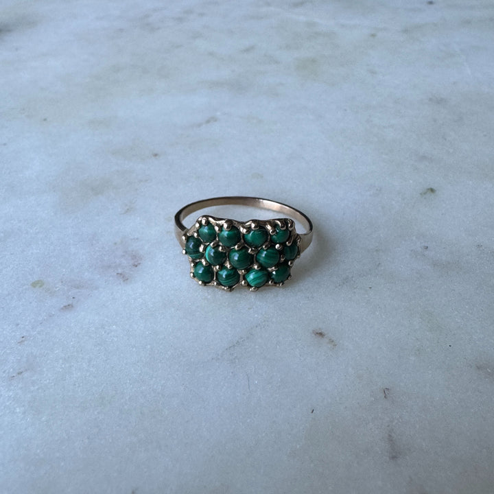 13 STONE MALACHITE RING