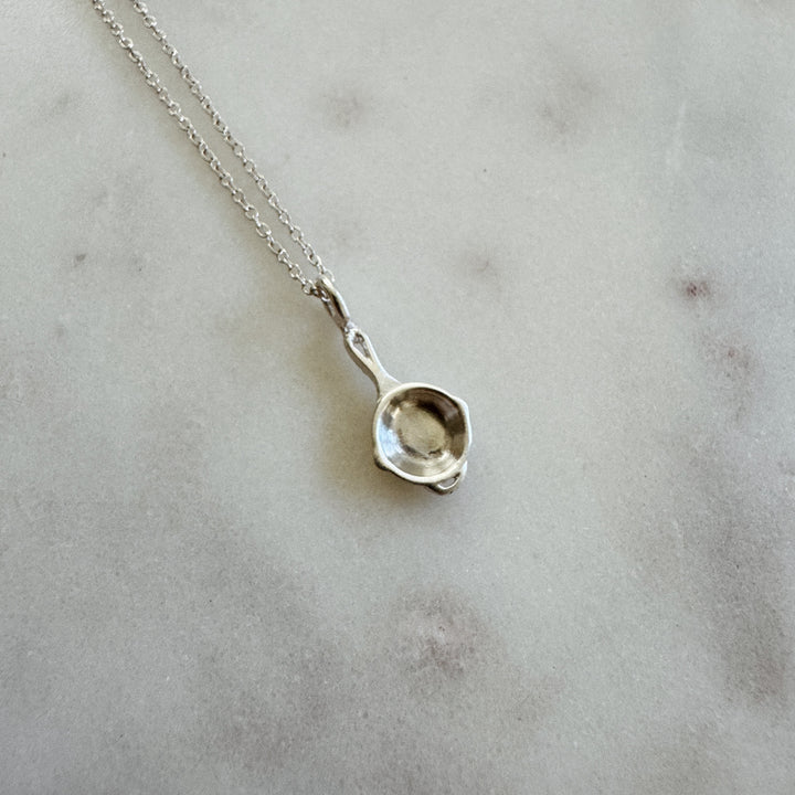 Cast Iron Skillet Pendant in Sterling Silver | MIMOSA Handcrafted 