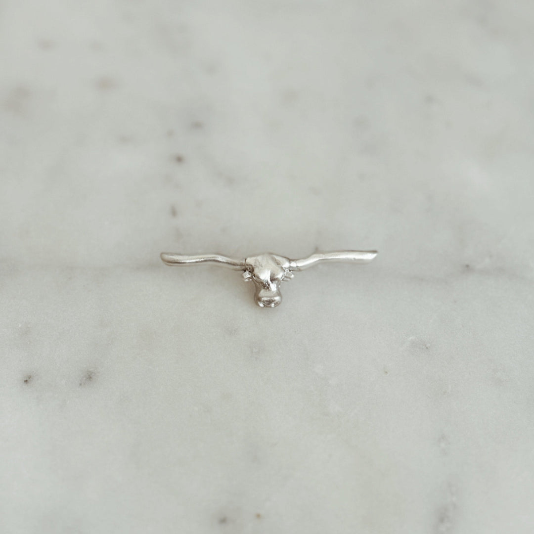 The MIMOSA Handcrafted Longhorn Pin in Sterling Silver