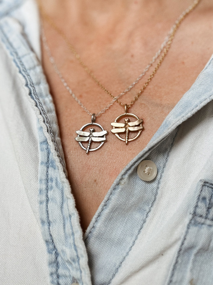 MIMOSA Handcrafted's Dragonfly Pendant in Sterling Silver and Bronze