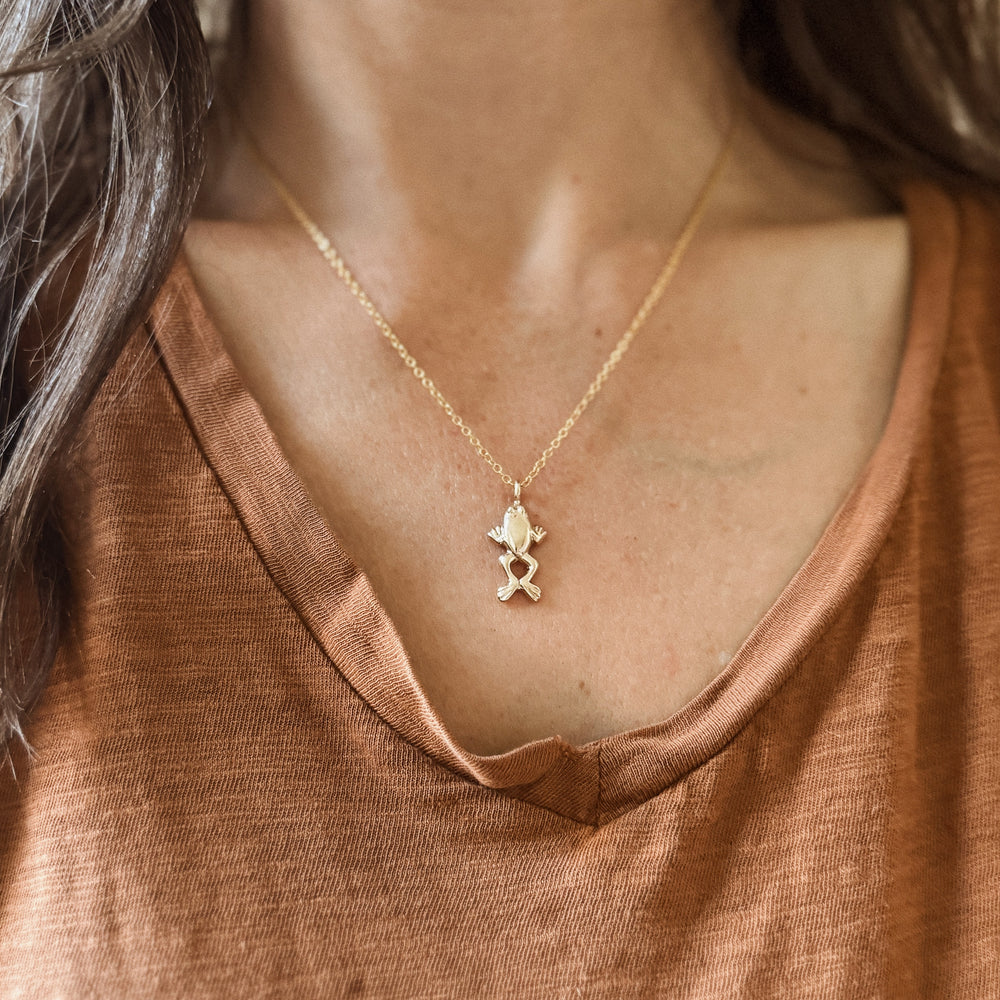 Frog Necklace in bronze