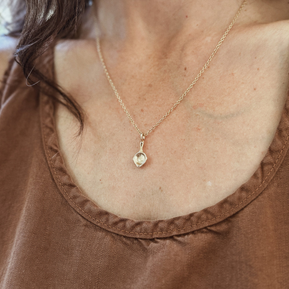 Cast Iron Skillet Pendant in Bronze | MIMOSA Handcrafted 