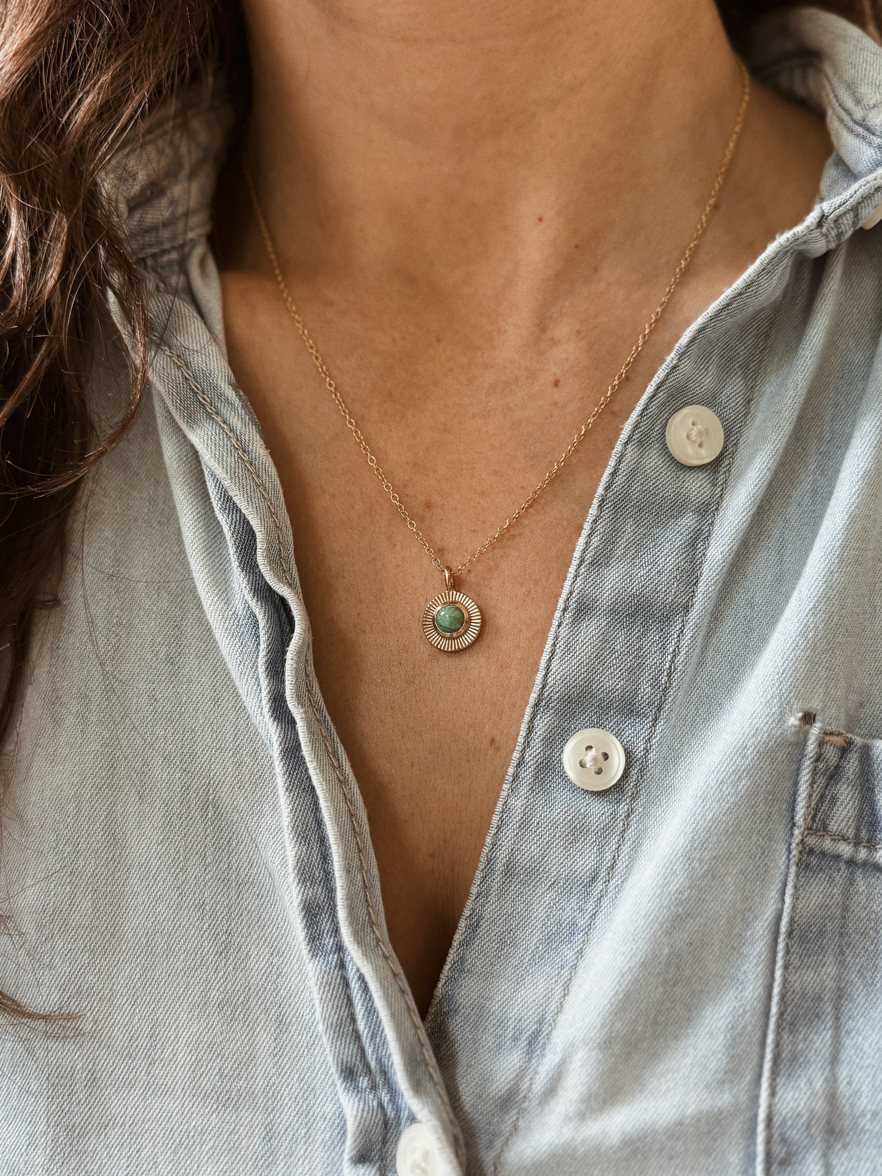 Small Sunburst Necklace with Turquoise | MIMOSA Handcrafted