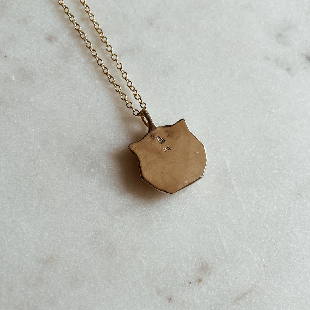 14K Gold Tiger Head Pendant Necklace