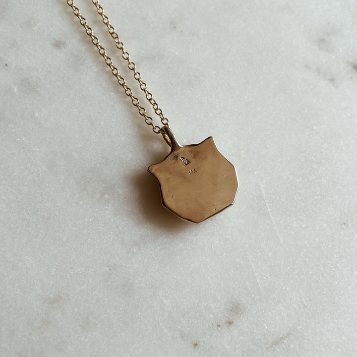 14K Gold Tiger Head Pendant Necklace