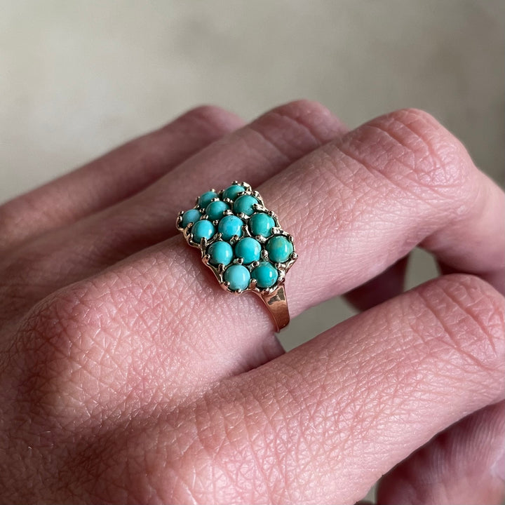 14K GOLD 13 STONE TURQUOISE RING | MIMOSA Handcrafted 