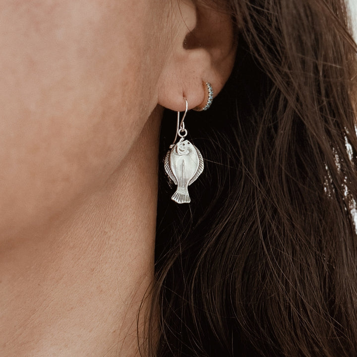 MIMOSA Handcrafted Flounder Earrings in Sterling Silver