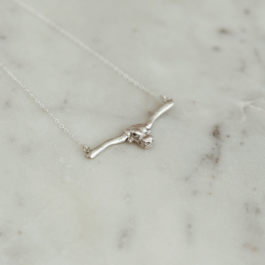 The MIMOSA Handcrafted Longhorn Bar Necklace in Sterling Silver