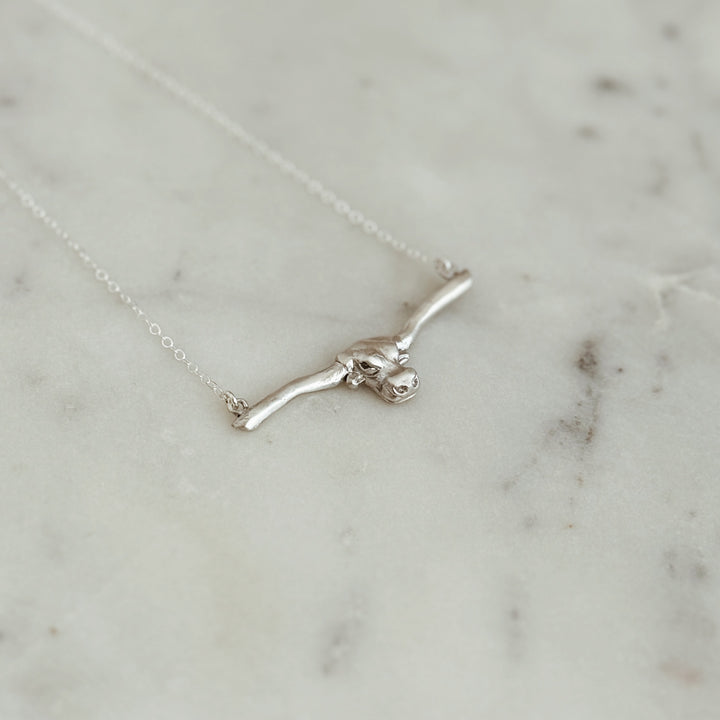 The MIMOSA Handcrafted Longhorn Bar Necklace in Sterling Silver