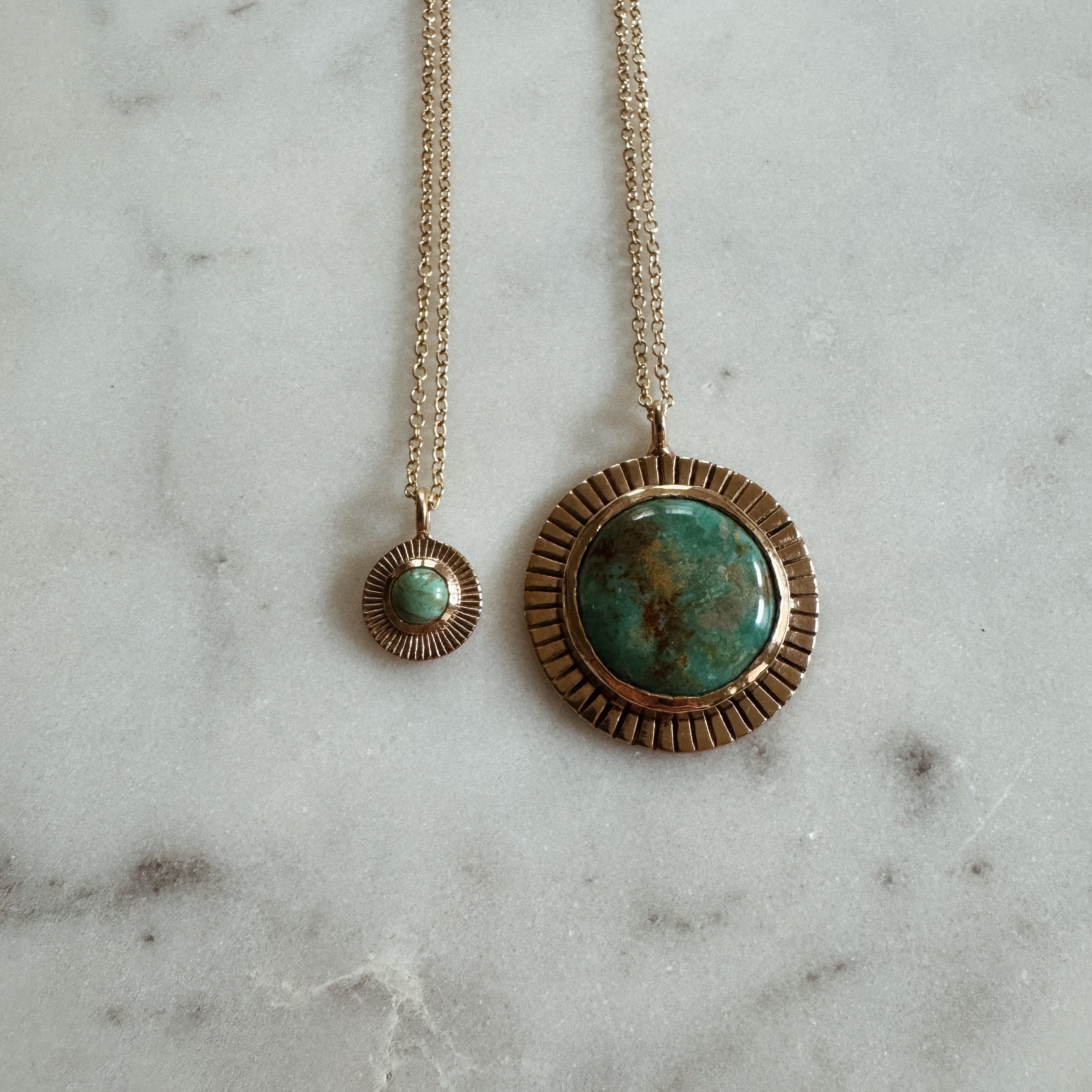 Large Sunburst Necklace with Turquoise | MIMOSA Handcrafted
