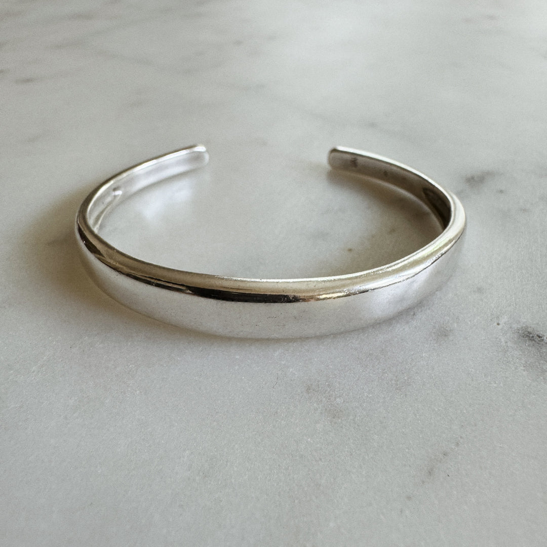 MIMOSA Handcrafted Thin Dome Bracelet in Sterling Silver
