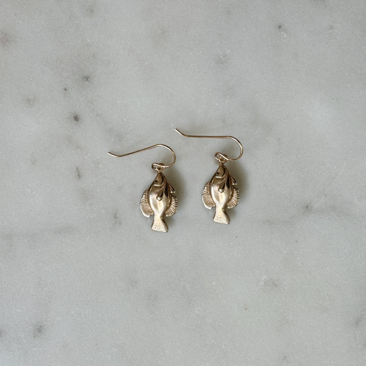 MIMOSA Handcrafted Sac A Lait Fish Earrings in Bronze