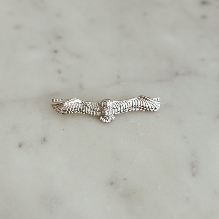 The MIMOSA Handcrafted Owl Pin in Sterling Silver