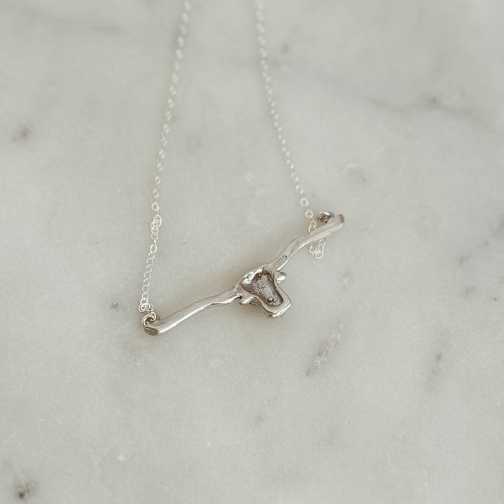 The MIMOSA Handcrafted Longhorn Bar Necklace in Sterling Silver