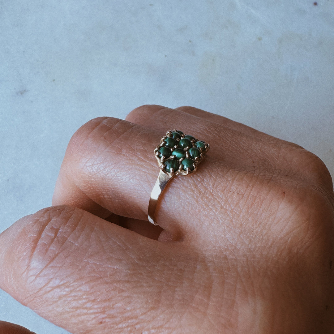 13 STONE MALACHITE RING