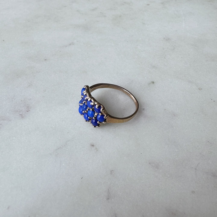 MIMOSA Handcrafted Bronze 13 Stone Lapis Ring