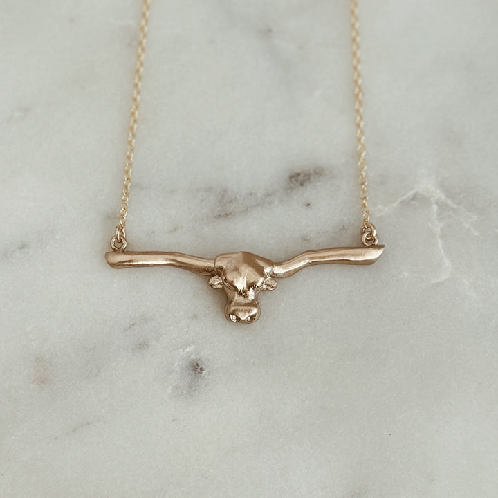 The MIMOSA Handcrafted Longhorn Bar Necklace in Bronze