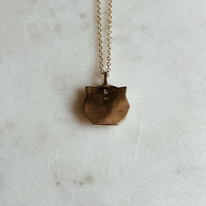 14K Gold Tiger Head Pendant Necklace