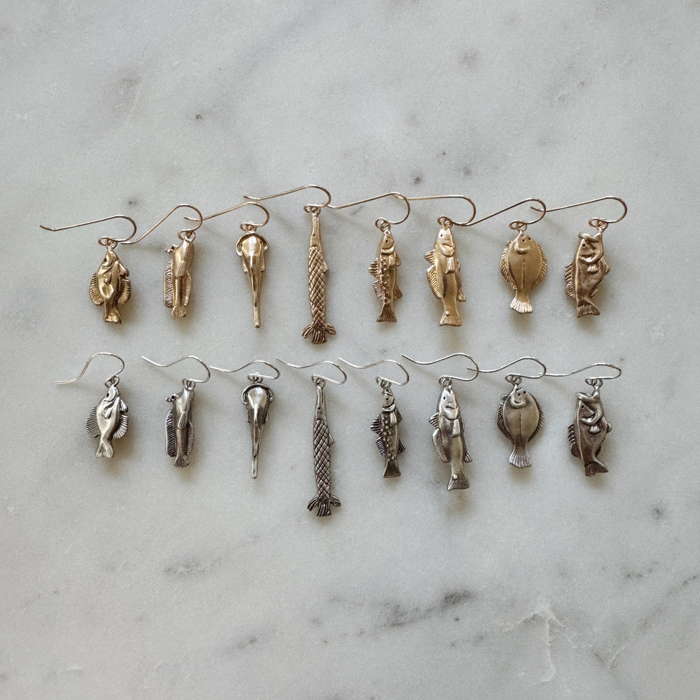 MIMOSA Handcrafted Fish Earrings in Bronze and Sterling Silver