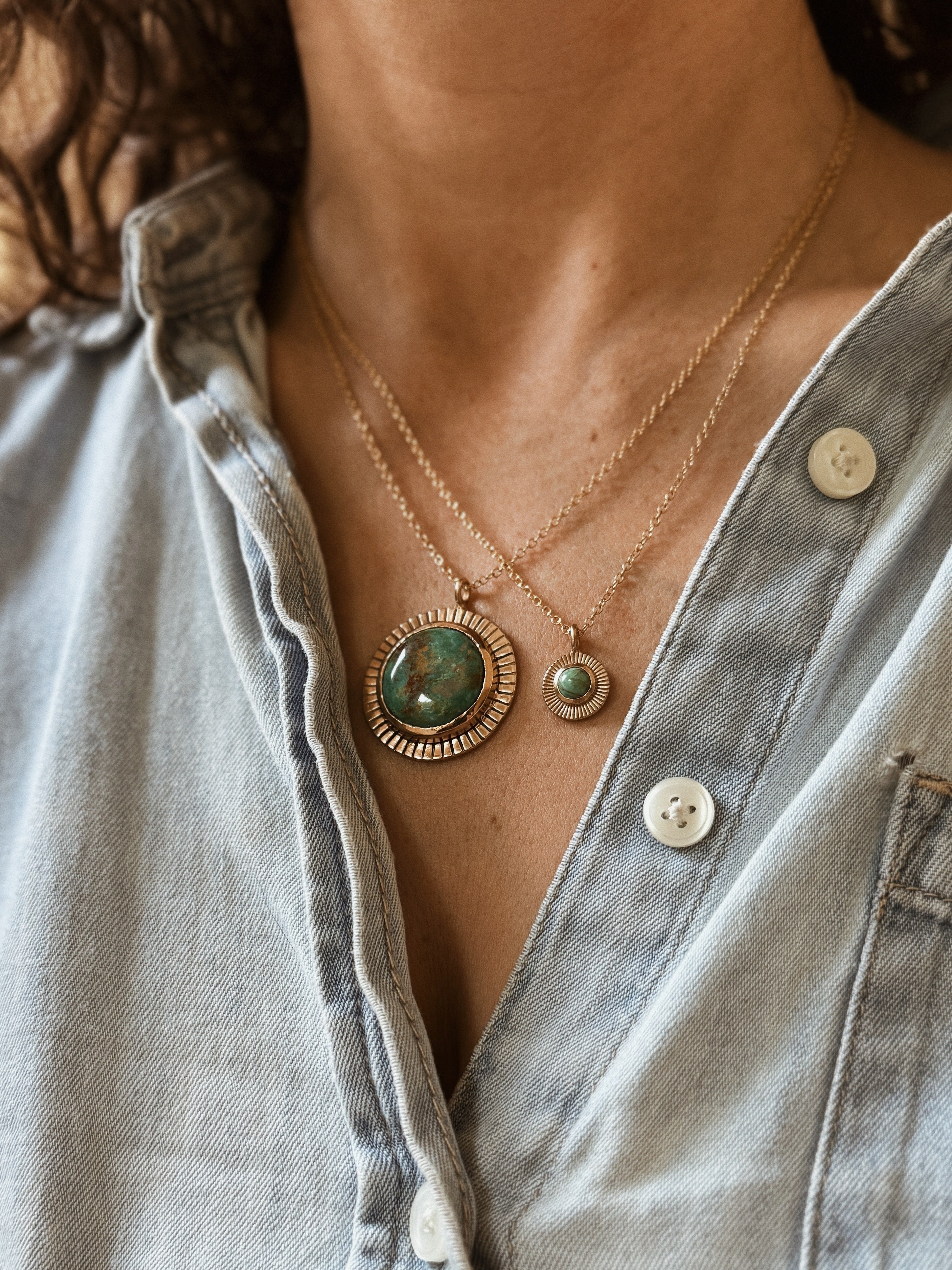 Large Sunburst Necklace with Turquoise | MIMOSA Handcrafted