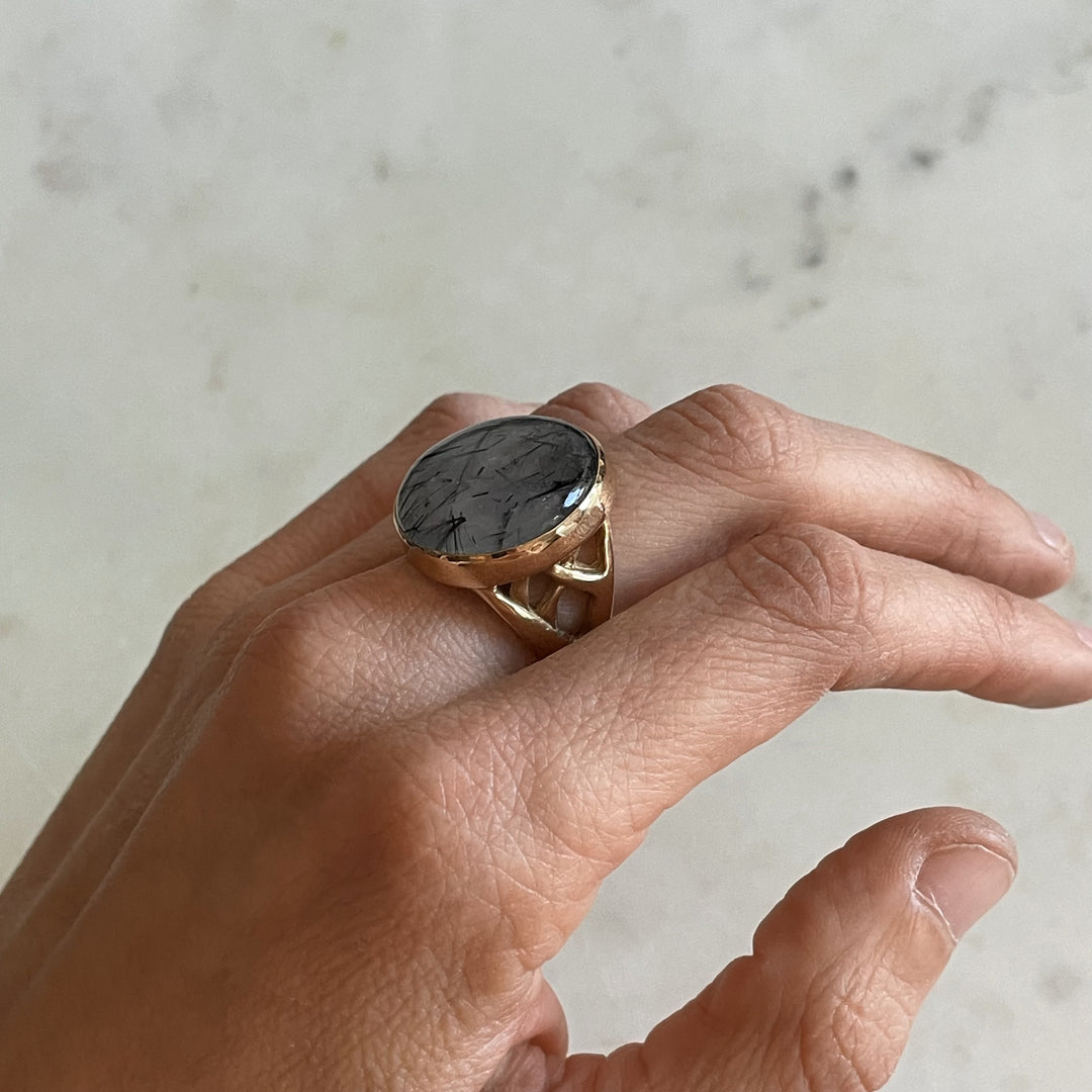 Mother Tree Ring With Tourmalinated Quartz | MIMOSA Handcrafted