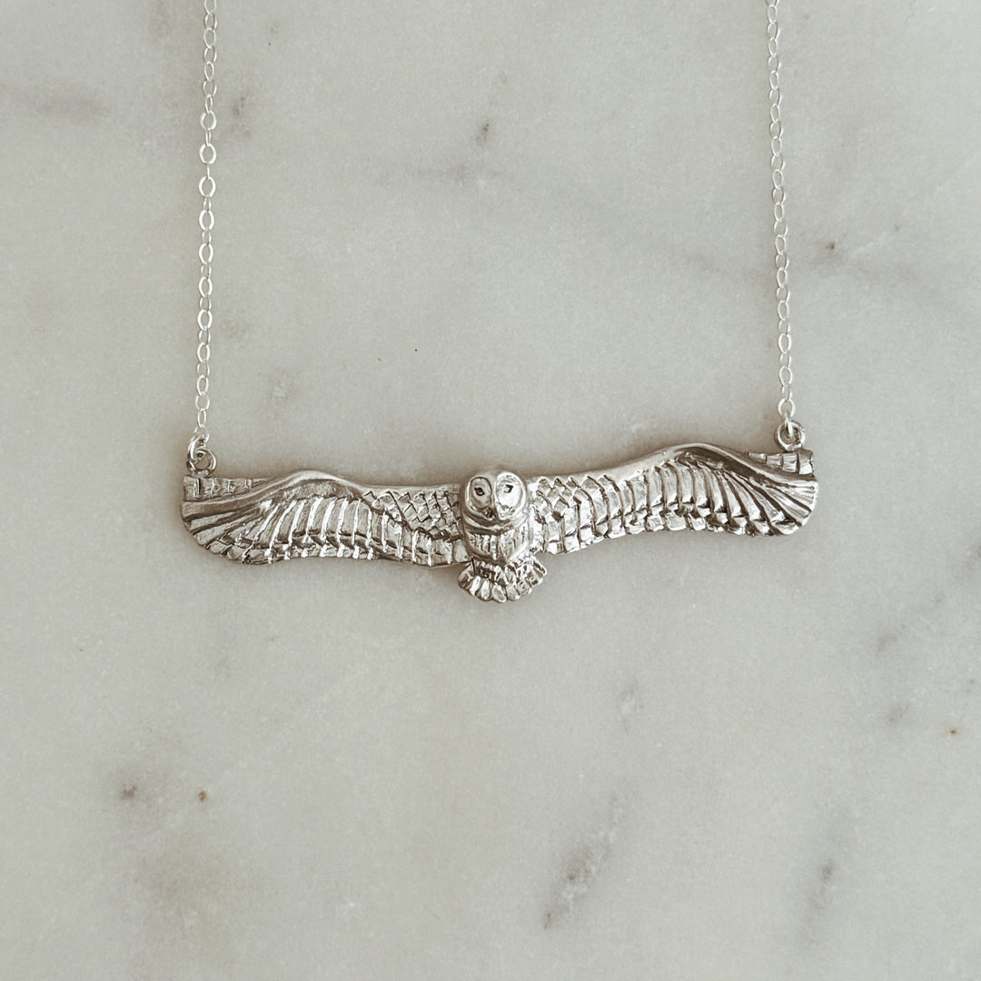 The MIMOSA Handcrafted Owl Necklace in Sterling Silver