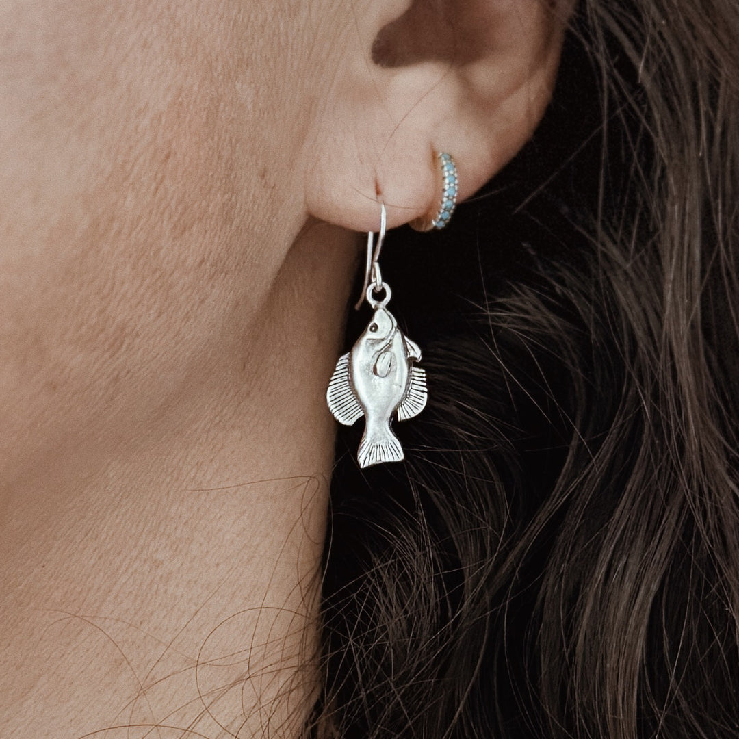 MIMOSA Handcrafted Sac A Lait Fish Earrings in Sterling Silver