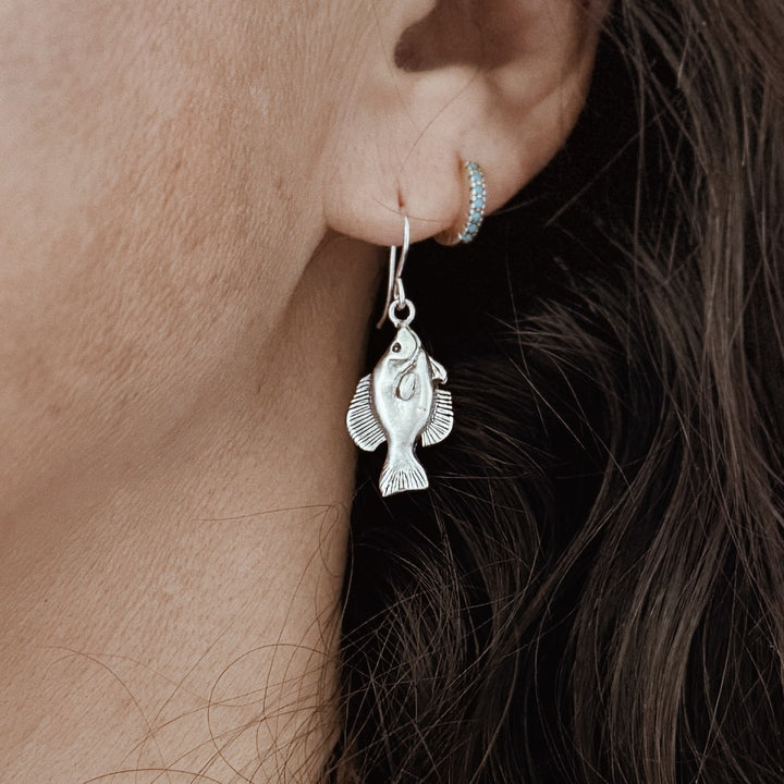MIMOSA Handcrafted Sac A Lait Fish Earrings in Sterling Silver