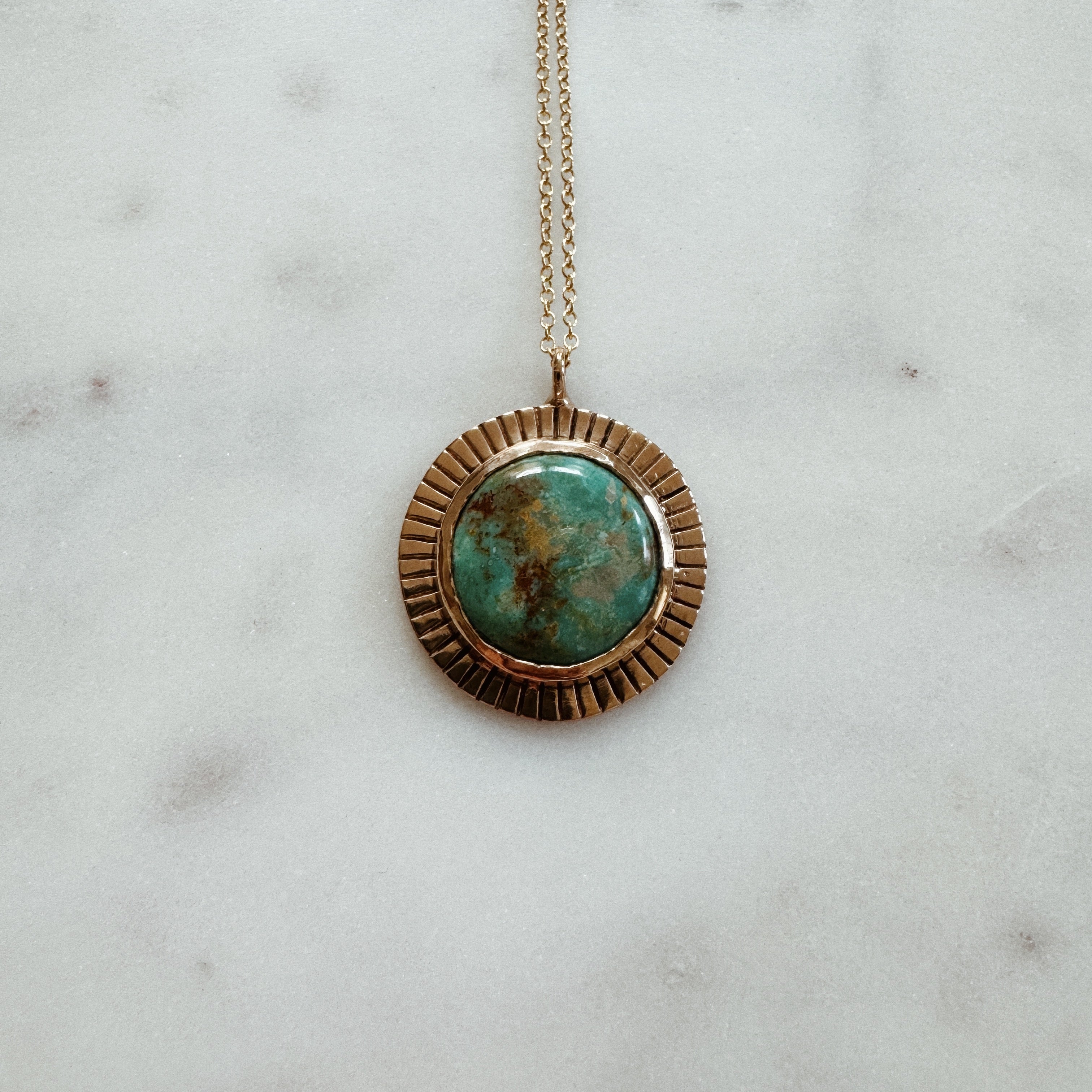 Large Sunburst Necklace with Turquoise | MIMOSA Handcrafted