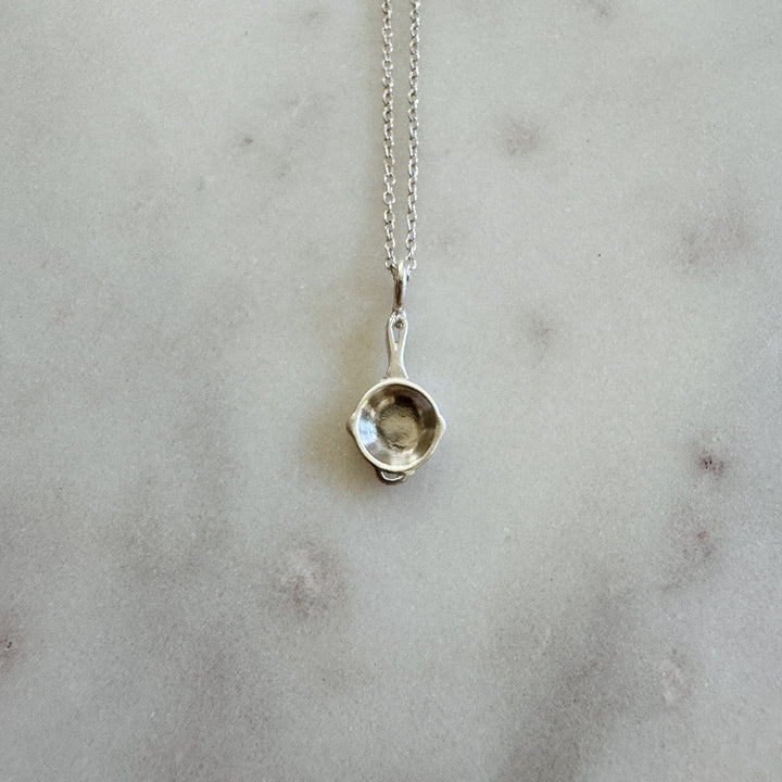 Cast Iron Skillet Pendant in Sterling Silver | MIMOSA Handcrafted 