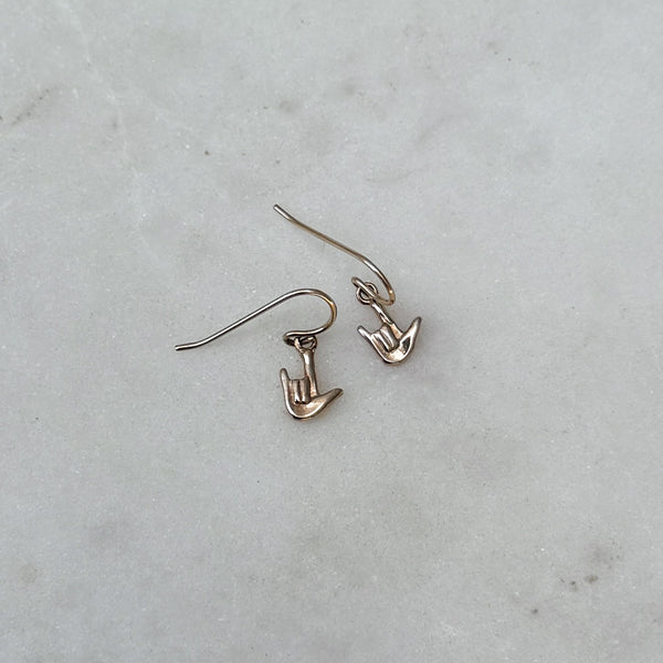 I Love You Sign Language Stud Earrings - Stainless Steel Symbol Earrings For Women - View #2