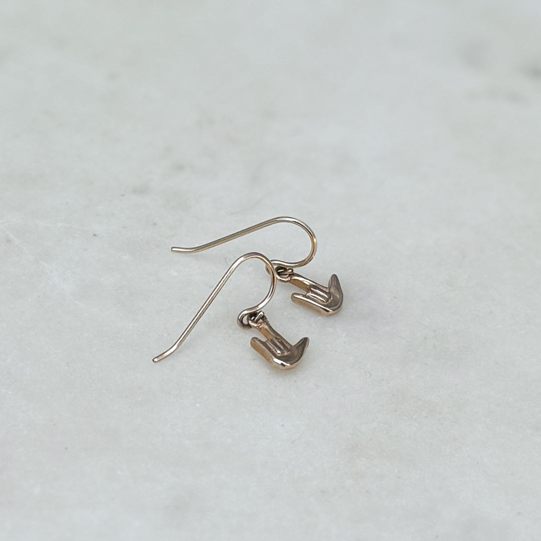 Bronze ASL I Love You Earrings