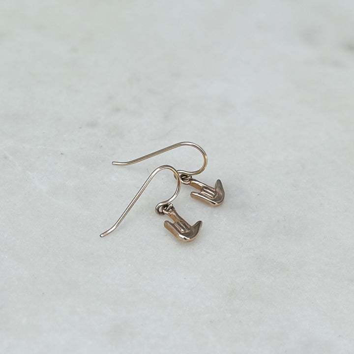 Bronze ASL I Love You Earrings