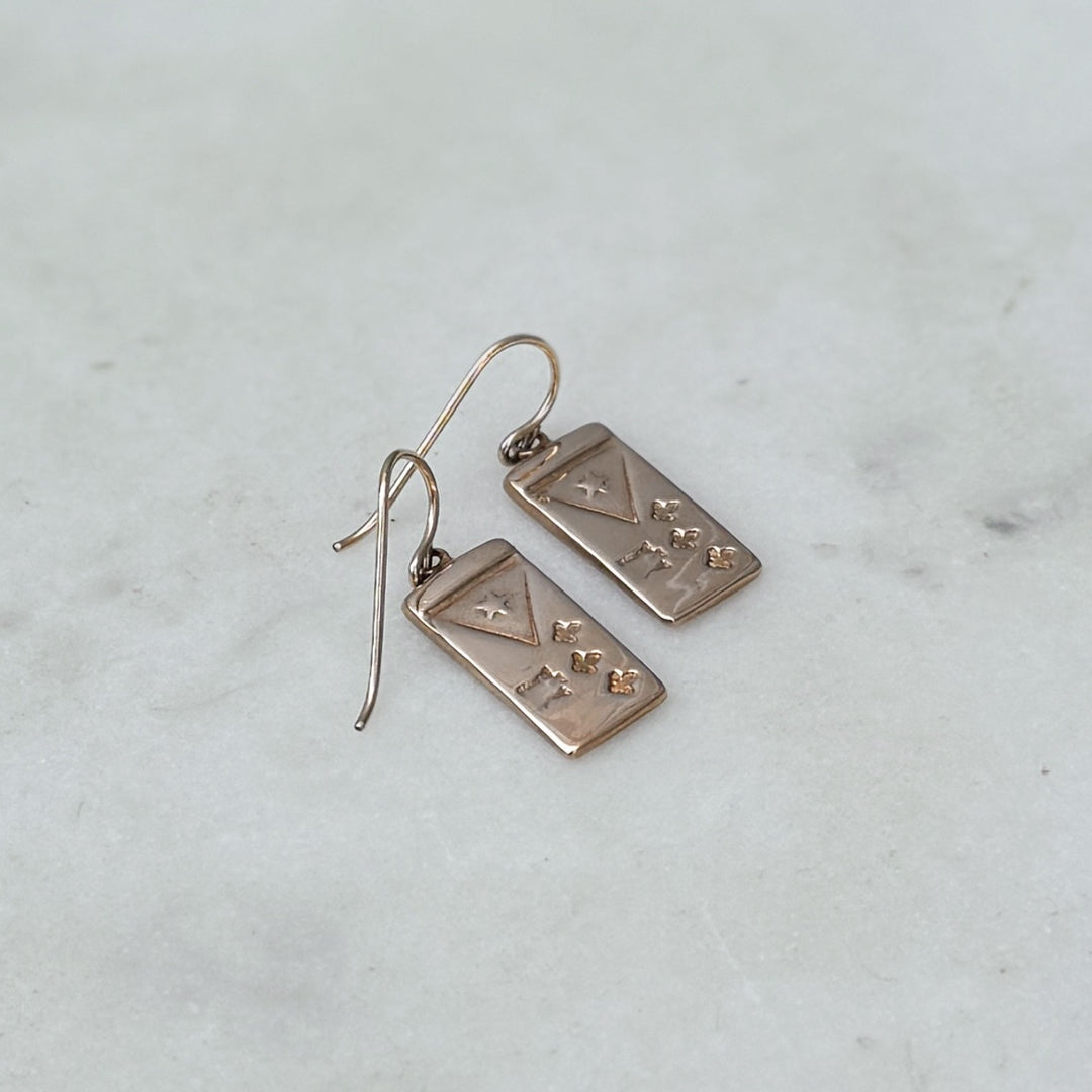 MIMOSA Handcrafted Bronze Acadian Flag Earrings