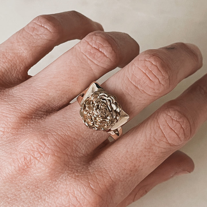 Gold Camellia Flower Ring | MIMOSA Handcrafted