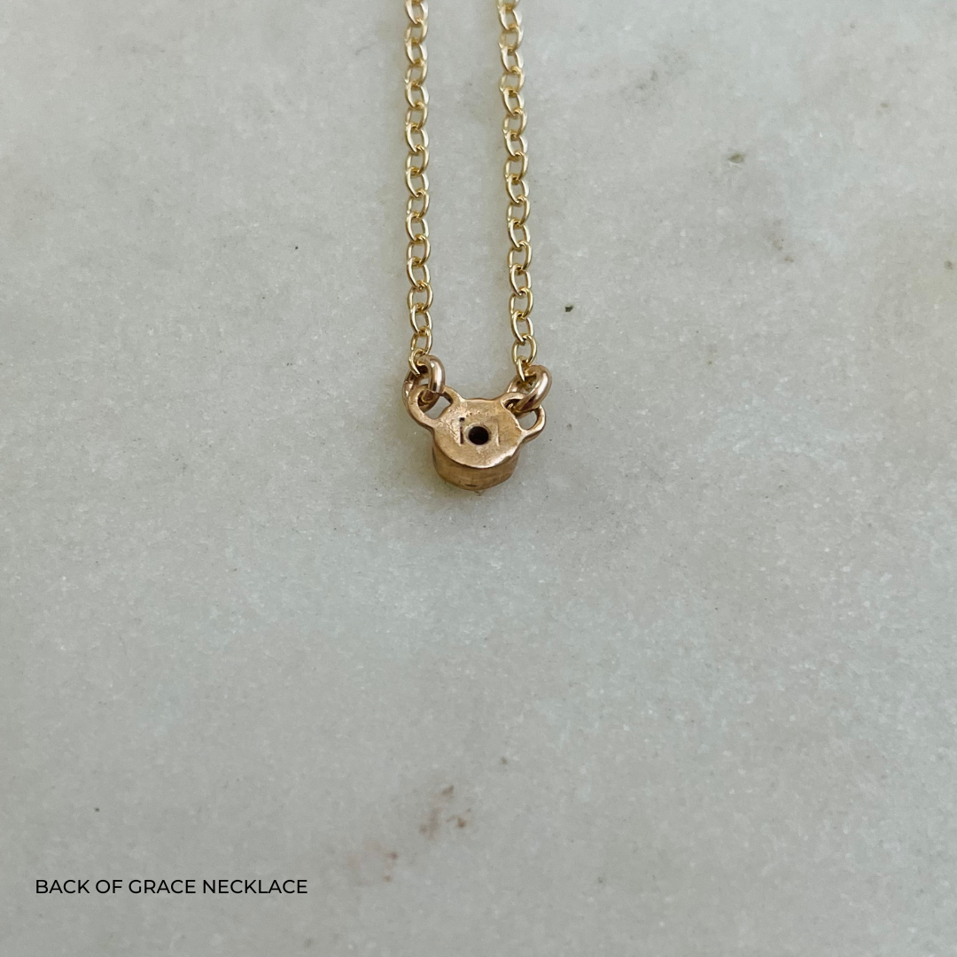 Back of Handmade Grace Birthstone Necklace