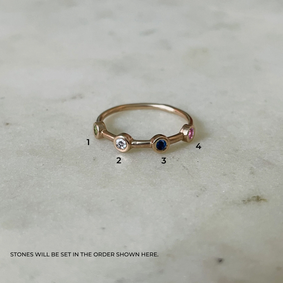 CUSTOMIZE A DOT TO DOT BIRTHSTONE RING