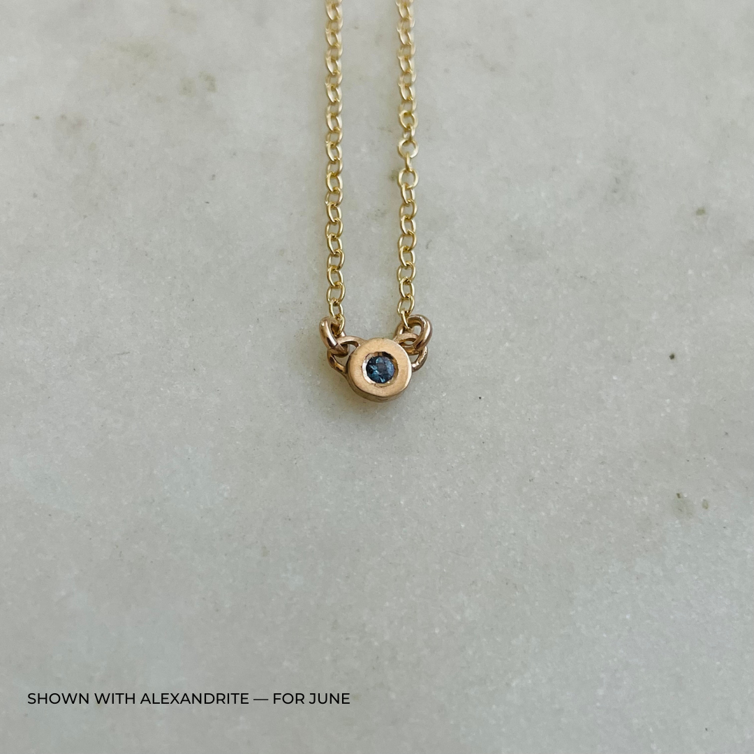 Handmade Bronze Birthstone Necklace with Alexandrite