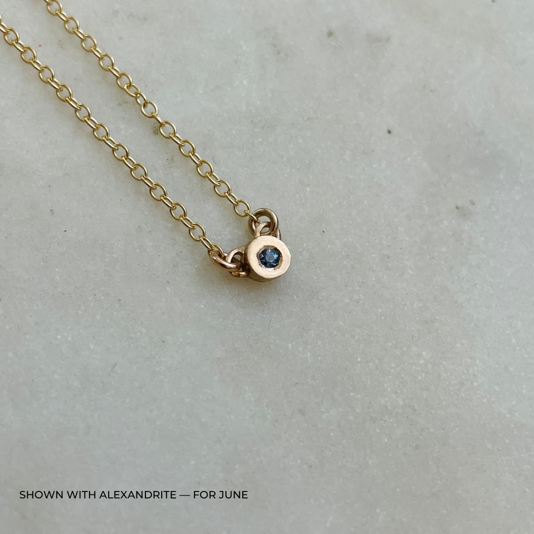 Handmade Bronze Birthstone Necklace with Alexandrite