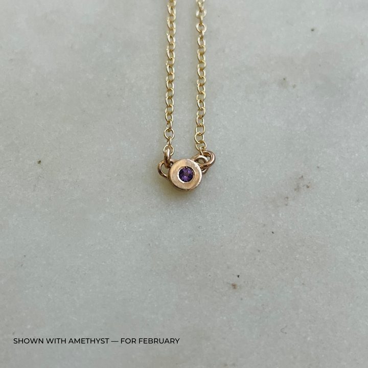 Handmade Bronze Birthstone Necklace with Amethyst