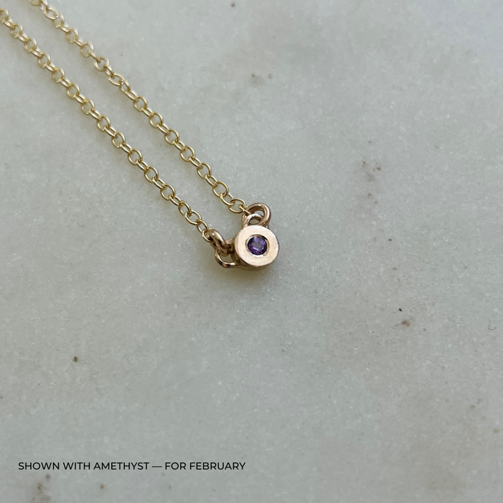 Handmade Bronze Birthstone Necklace with Amethyst