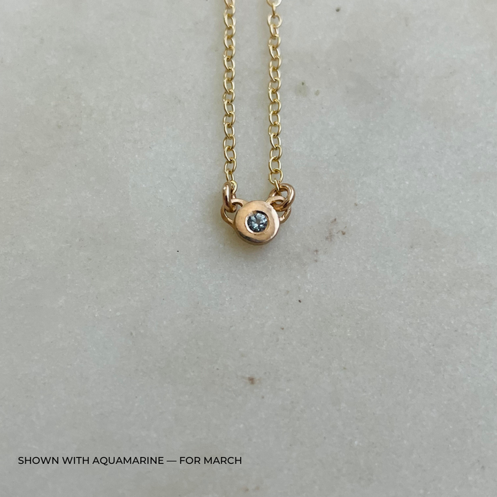 Handmade Bronze Birthstone Necklace with Aquamarine