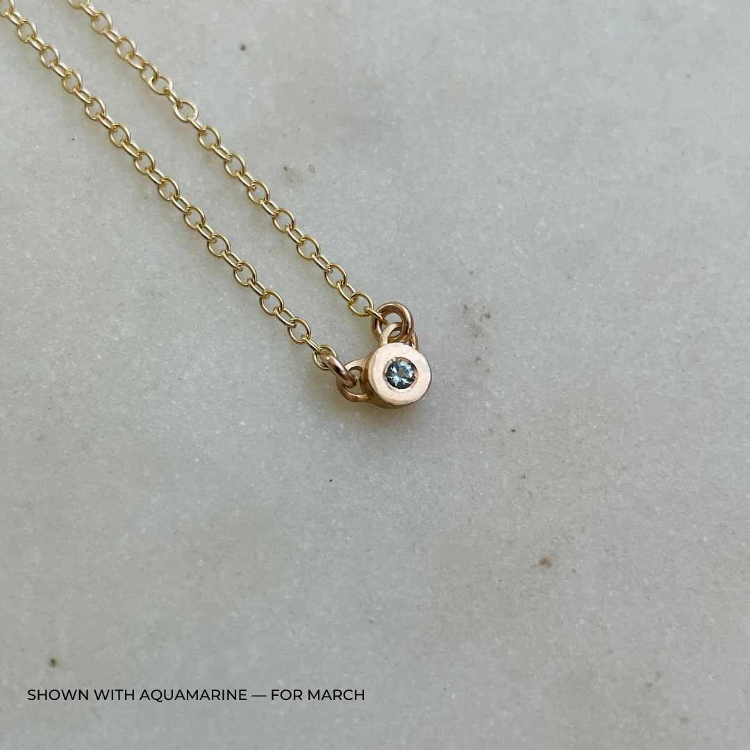 Handmade Bronze Birthstone Necklace with Aquamarine