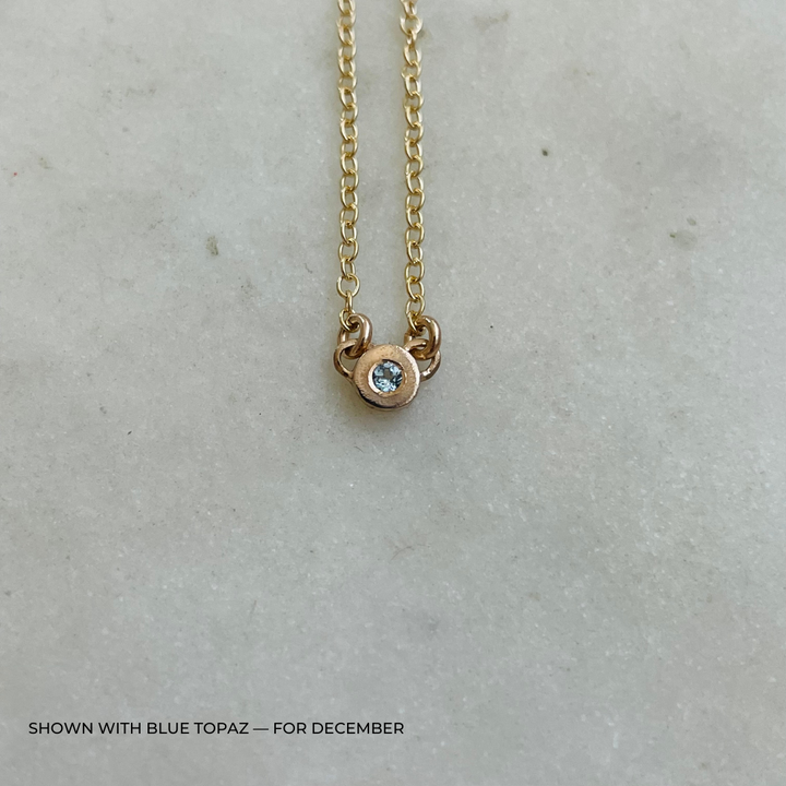 Handmade Bronze Birthstone Necklace with Blue Topaz