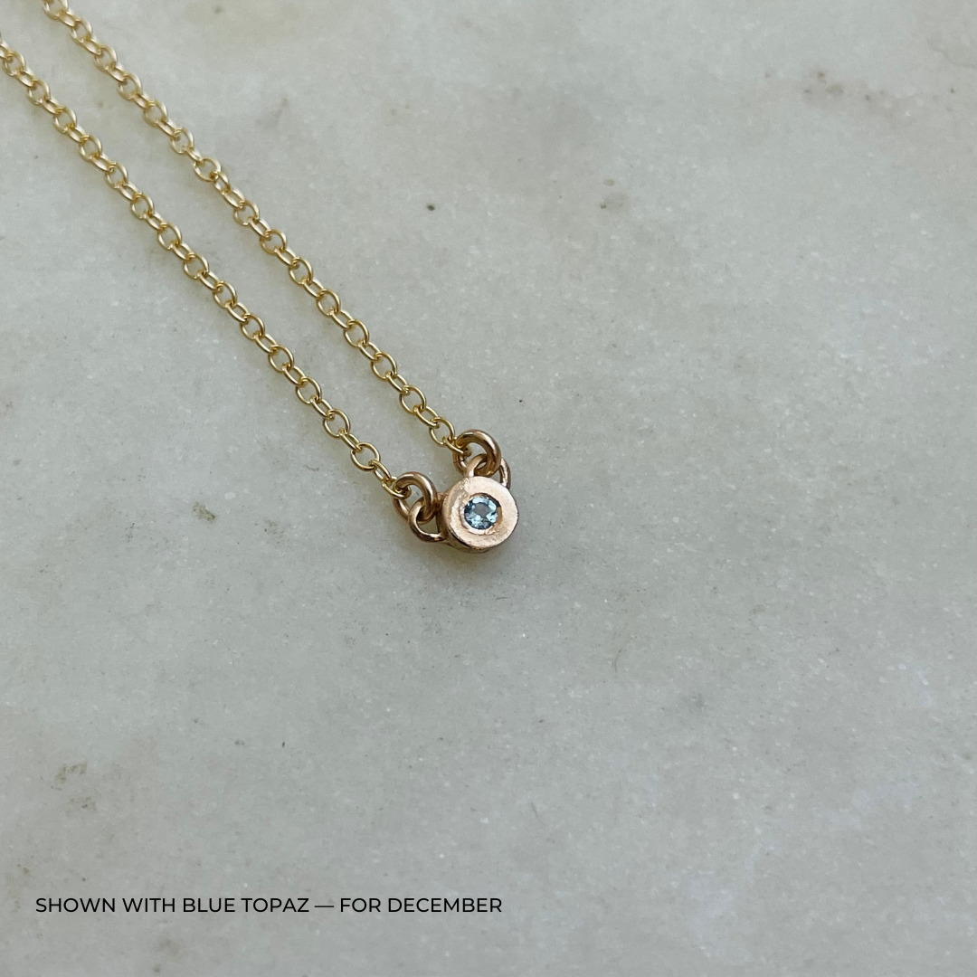 Handmade Bronze Birthstone Necklace with Blue Topaz