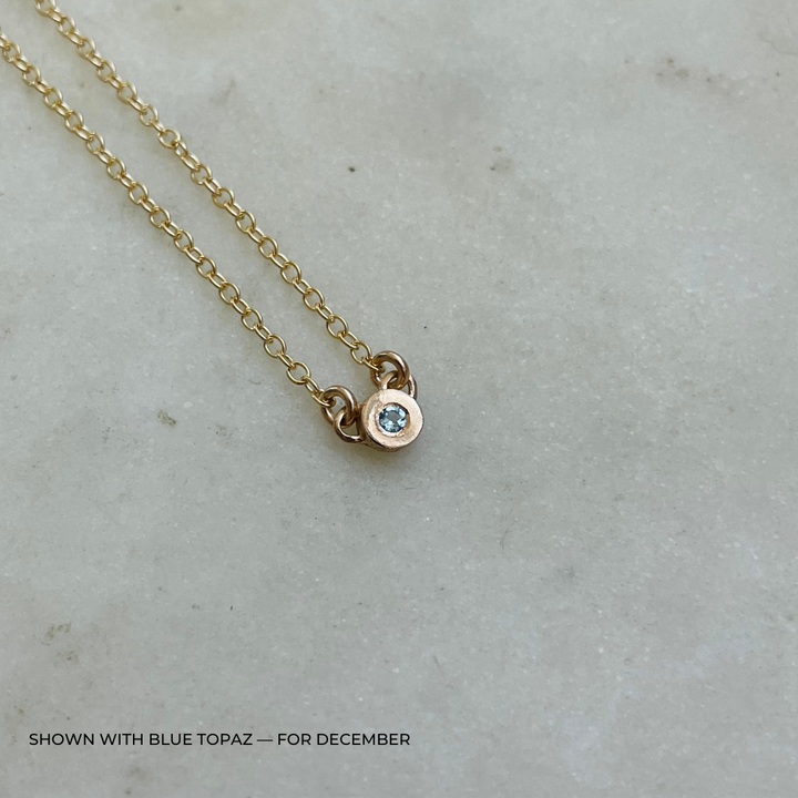 Handmade Bronze Birthstone Necklace with Blue Topaz