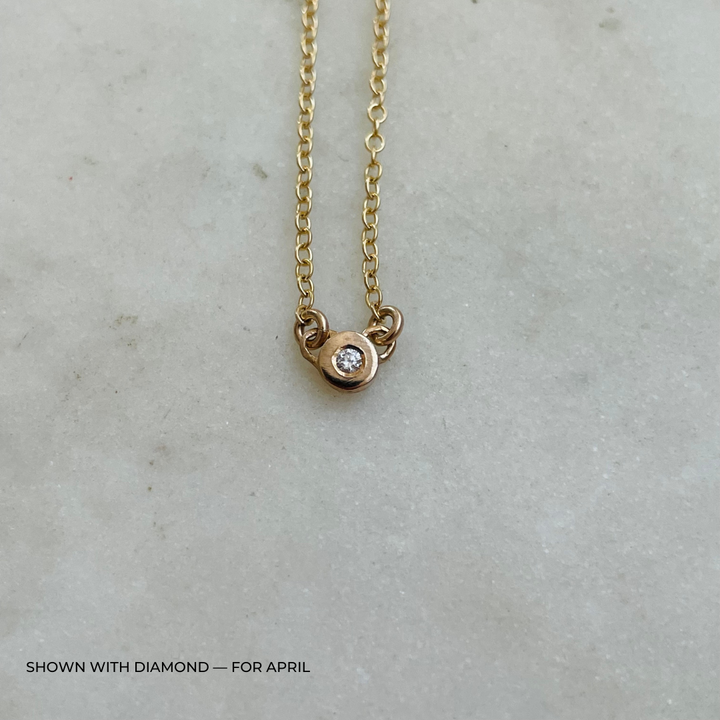 Handmade Bronze Birthstone Necklace with Diamond