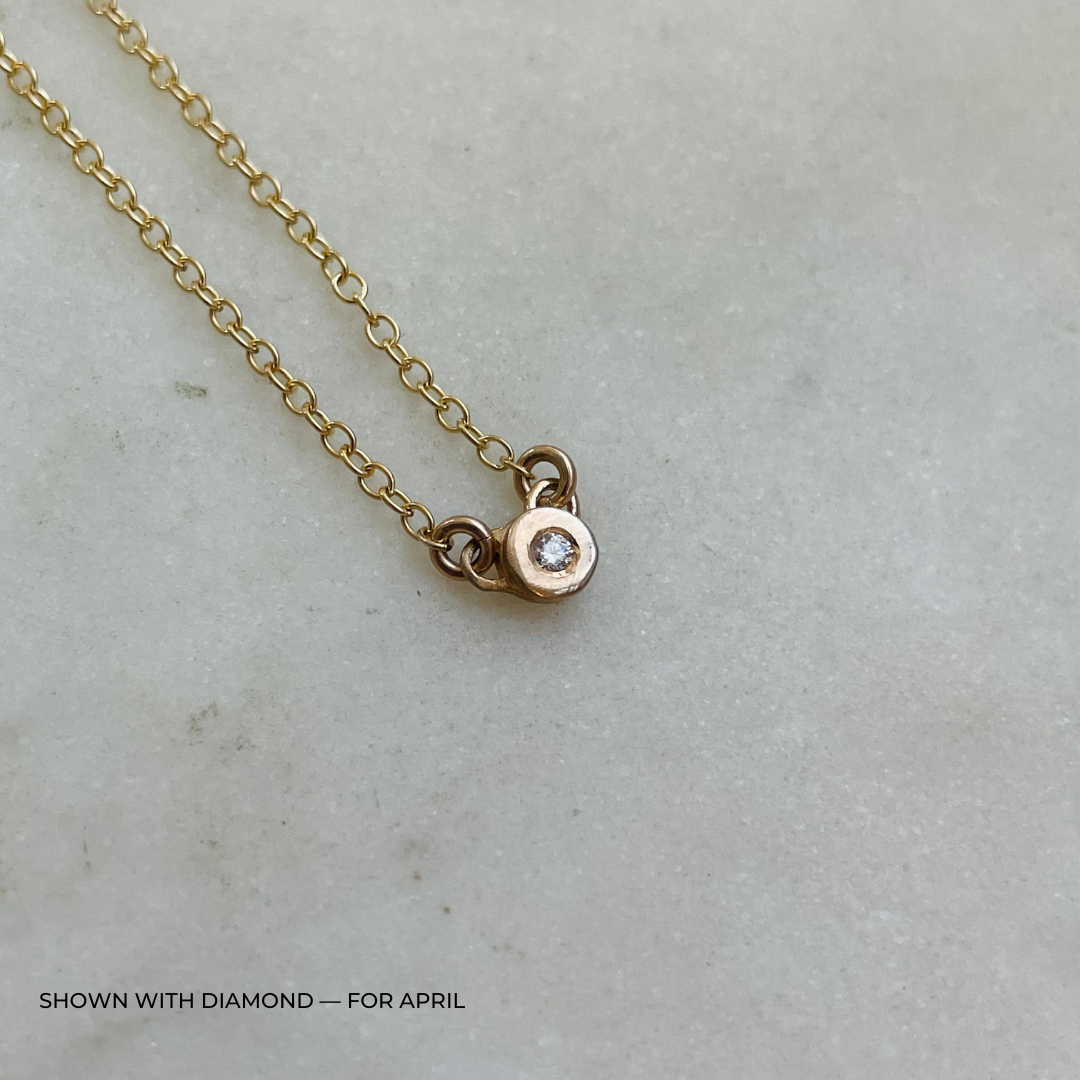 Handmade Bronze Birthstone Necklace with Diamond